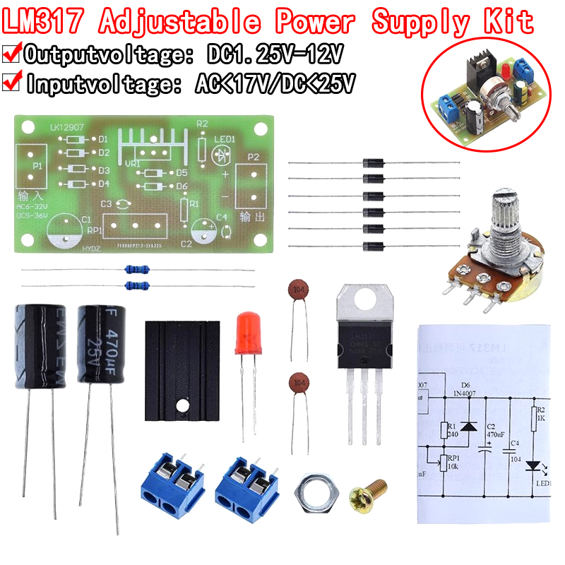 Lm317 Voltage Regulator - Kit di alimentazione regolabile LM317 Alimentatore